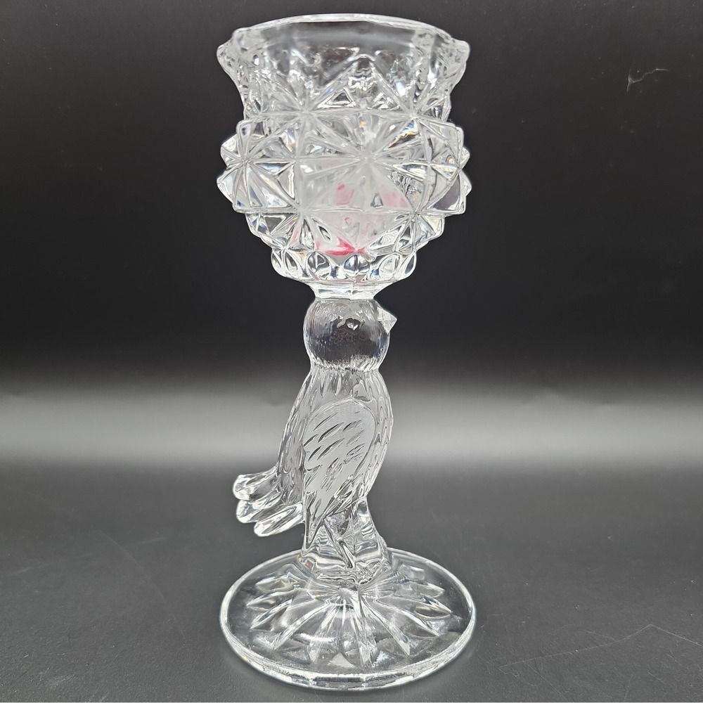 Hofbauer Crystal Glass Single Bird Candlestick Holder Byrdes Collection‎ GERMANY
